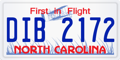 NC license plate DIB2172