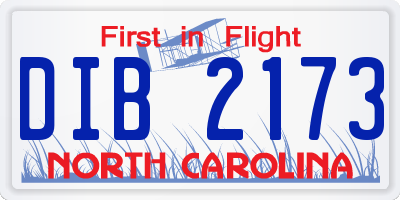 NC license plate DIB2173