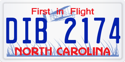 NC license plate DIB2174