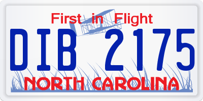 NC license plate DIB2175