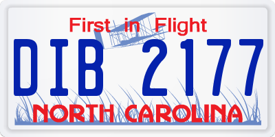 NC license plate DIB2177
