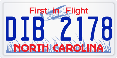NC license plate DIB2178