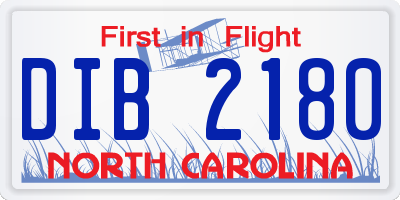 NC license plate DIB2180