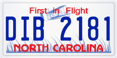 NC license plate DIB2181
