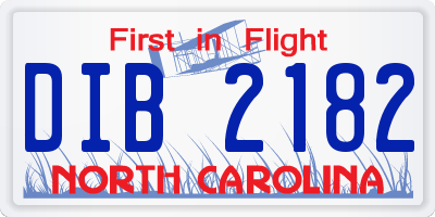 NC license plate DIB2182