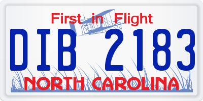 NC license plate DIB2183