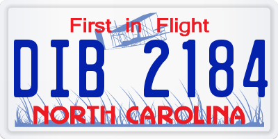NC license plate DIB2184