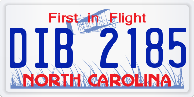 NC license plate DIB2185