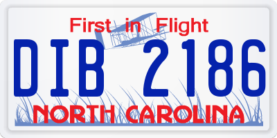 NC license plate DIB2186