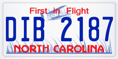 NC license plate DIB2187
