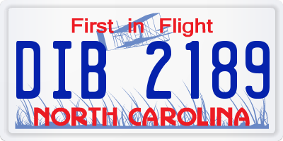 NC license plate DIB2189