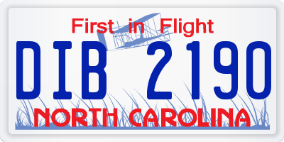 NC license plate DIB2190