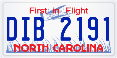 NC license plate DIB2191