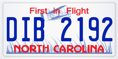 NC license plate DIB2192