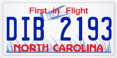 NC license plate DIB2193
