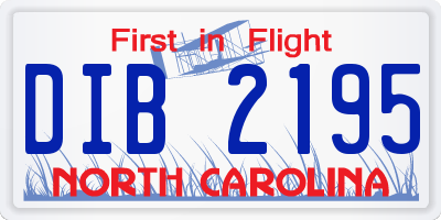 NC license plate DIB2195