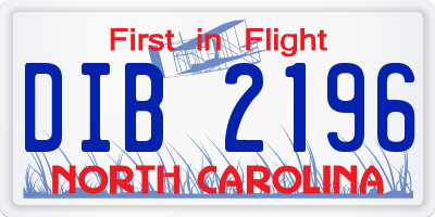 NC license plate DIB2196