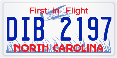 NC license plate DIB2197