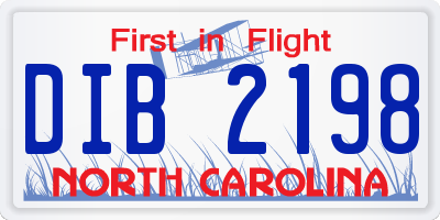 NC license plate DIB2198