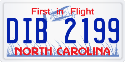 NC license plate DIB2199