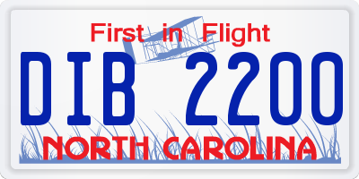 NC license plate DIB2200