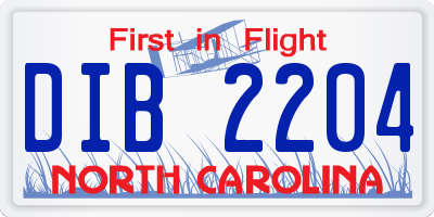 NC license plate DIB2204