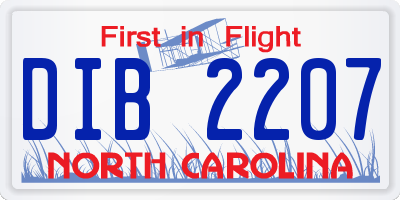 NC license plate DIB2207