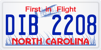 NC license plate DIB2208