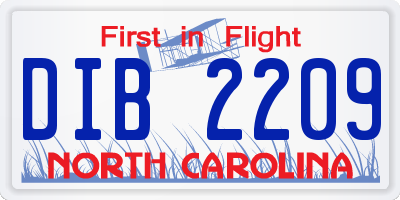 NC license plate DIB2209