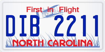 NC license plate DIB2211