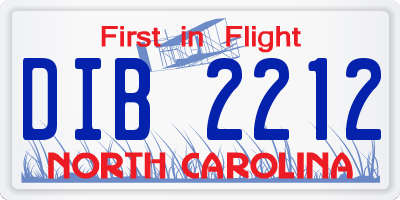 NC license plate DIB2212