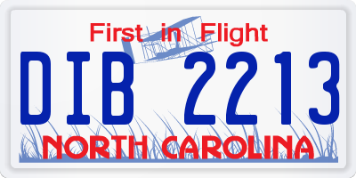 NC license plate DIB2213