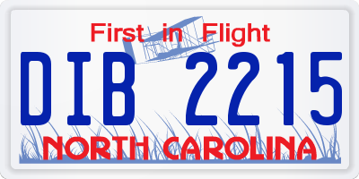 NC license plate DIB2215