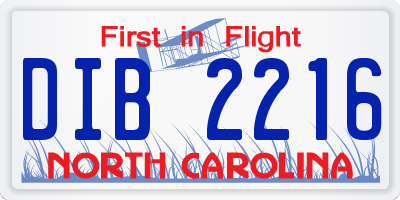 NC license plate DIB2216