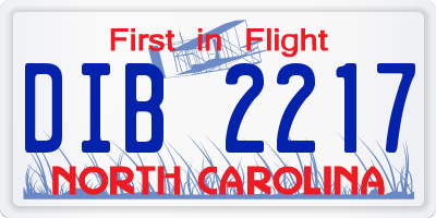 NC license plate DIB2217