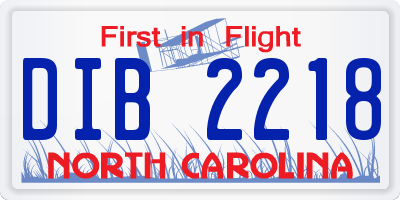 NC license plate DIB2218