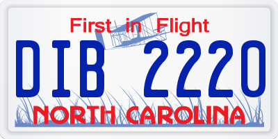 NC license plate DIB2220