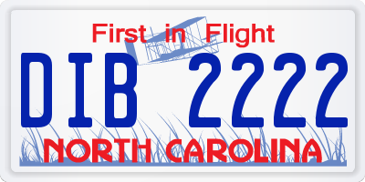 NC license plate DIB2222