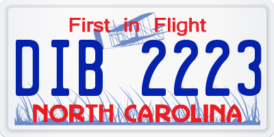 NC license plate DIB2223