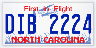 NC license plate DIB2224