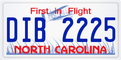 NC license plate DIB2225