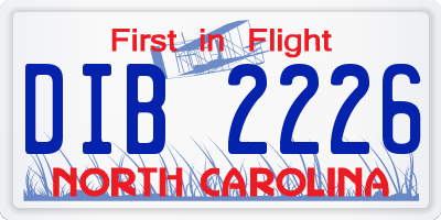 NC license plate DIB2226