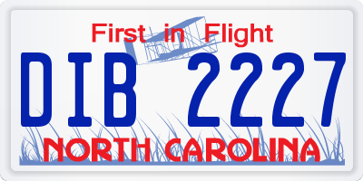 NC license plate DIB2227