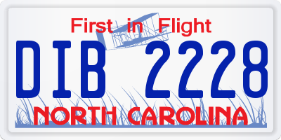 NC license plate DIB2228