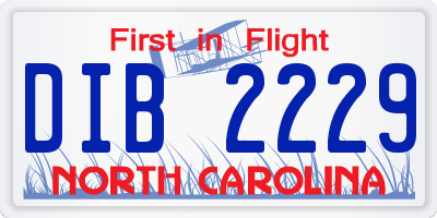 NC license plate DIB2229