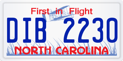 NC license plate DIB2230