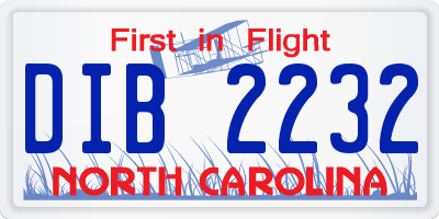 NC license plate DIB2232