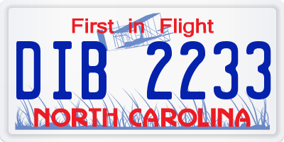 NC license plate DIB2233