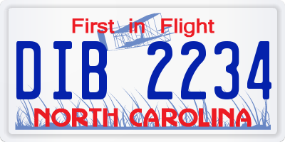 NC license plate DIB2234