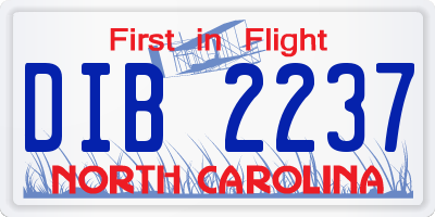 NC license plate DIB2237